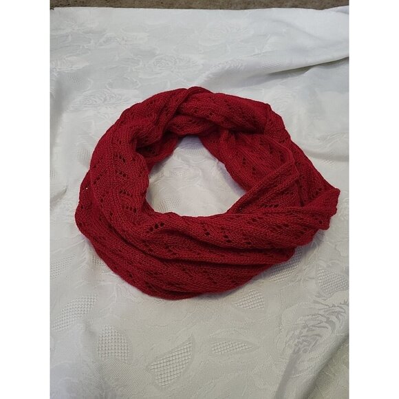Pure Alpaca Red Infinity Scarf Crochet - Picture 1 of 6